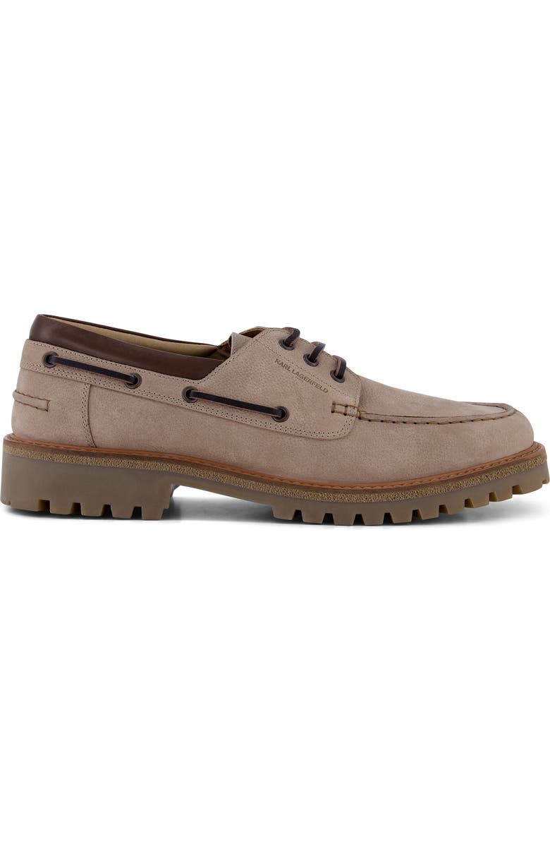 KARL LAGERFELD PARIS Safran Textured Leather Boat Shoe, Alternate, color, Tan