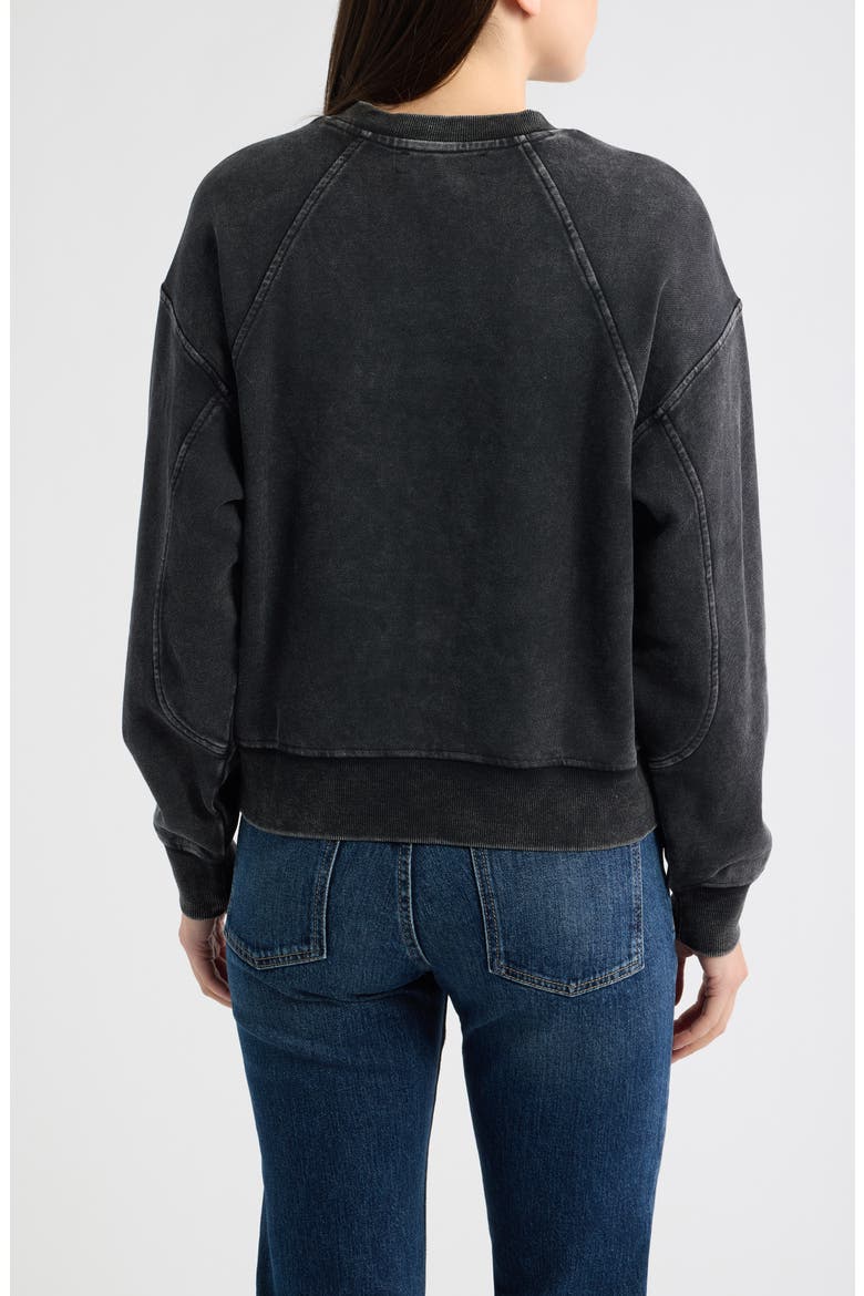 Studded Acid Wash Cotton Sweatshirt, Alternate, color, BLACK