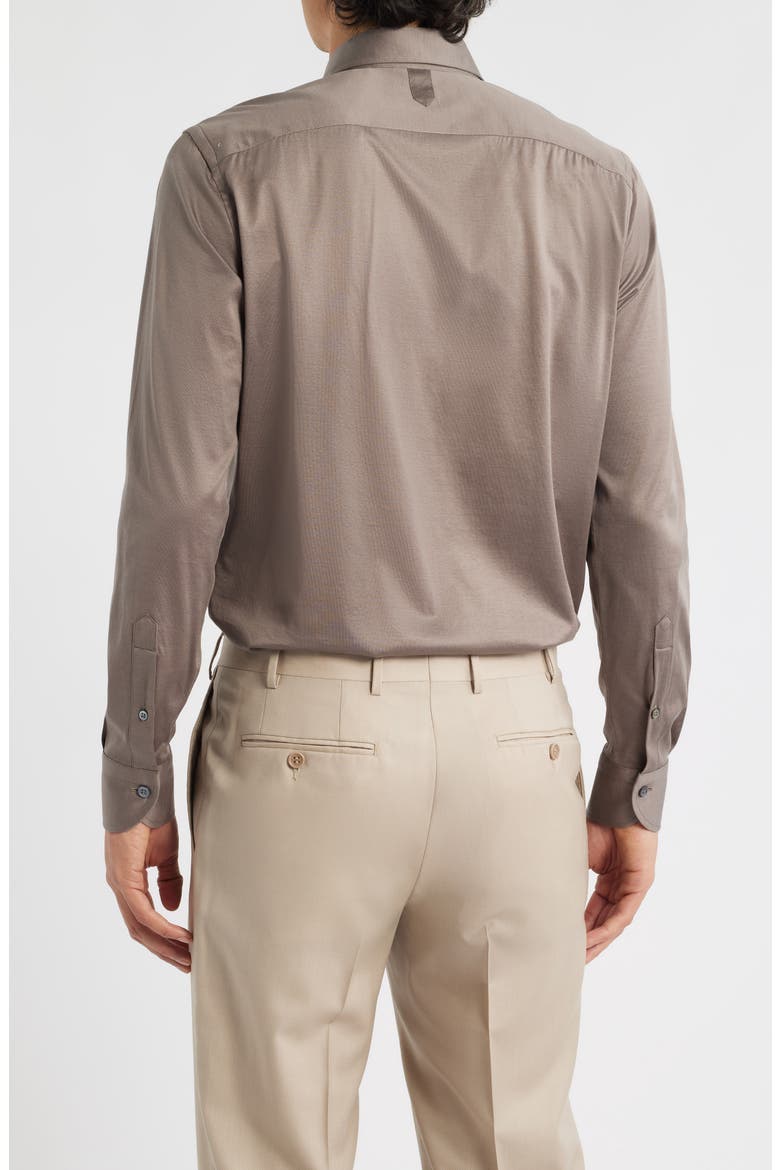 Regular Fit Cotton Jersey Dress Shirt, Alternate, color, BROWN