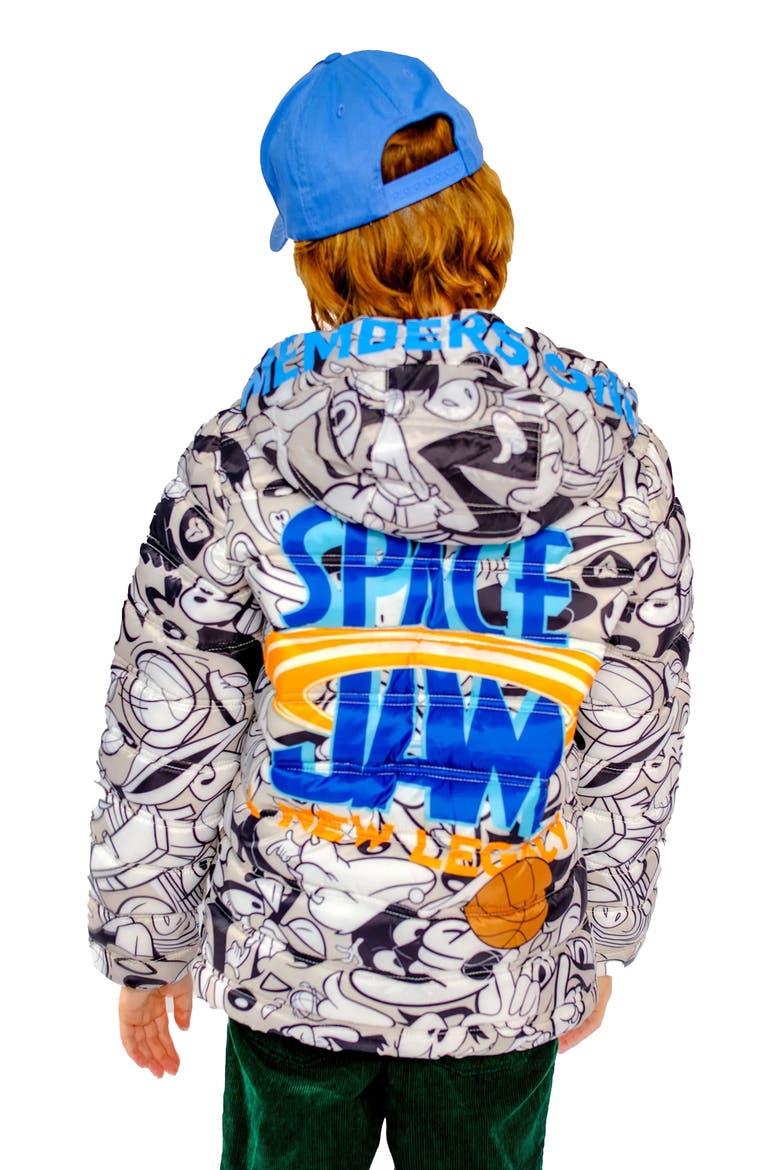 Boy's Packable Tune Squad Midweight Jacket, Alternate, color, Silver