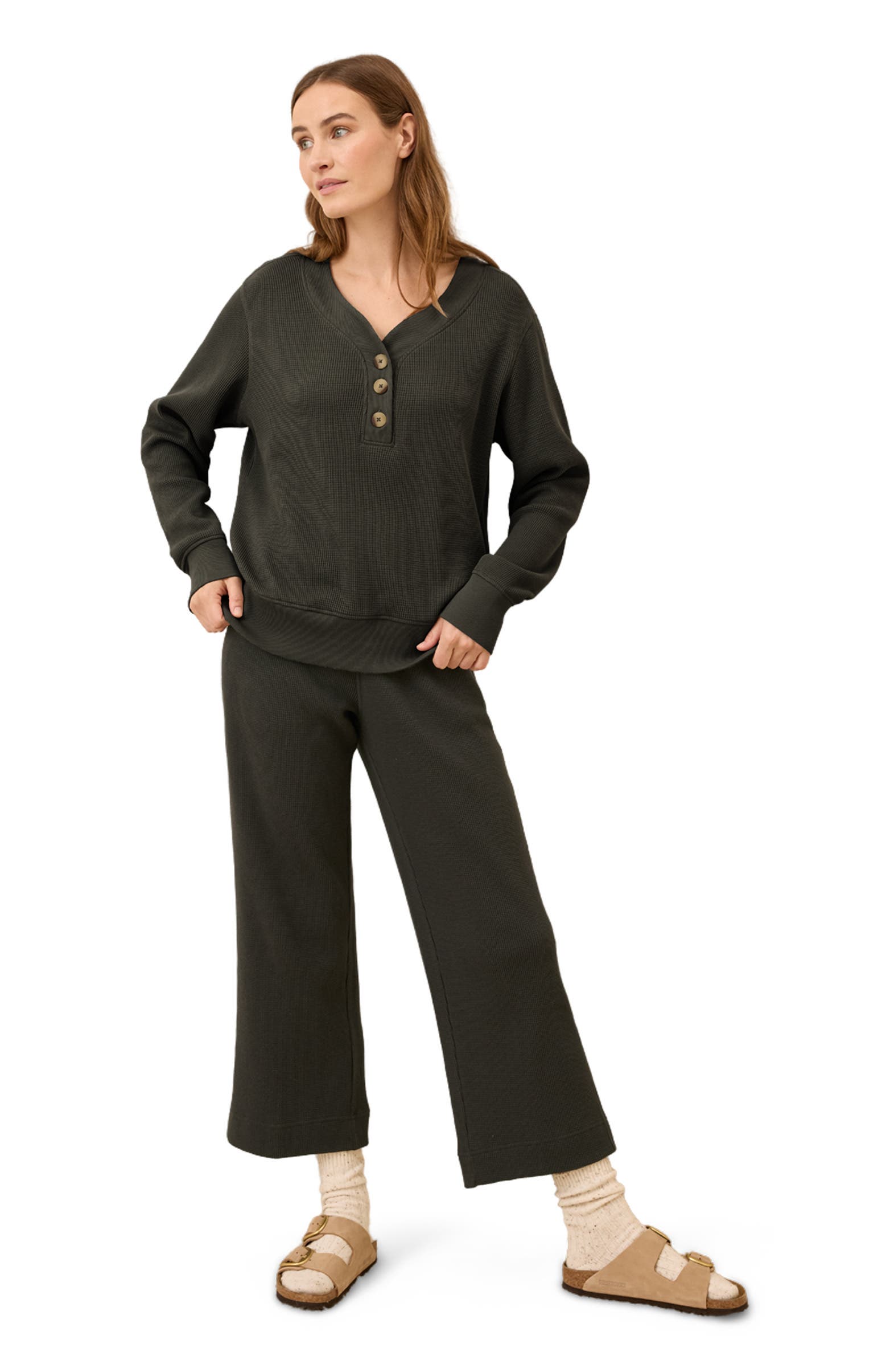 Thermal Waffle Wide Leg Pant - image 2