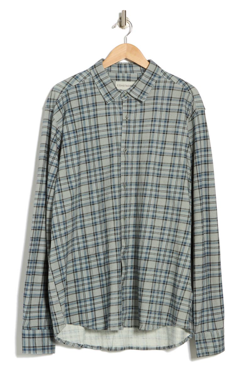Plaid Button-Up Shirt, Alternate, color, CEMENT