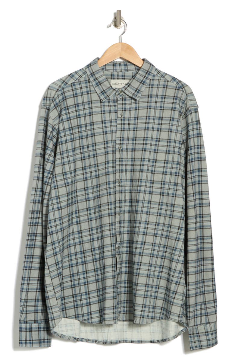 Coastaoro Plaid Button-Up Shirt, Alternate, color, Cement