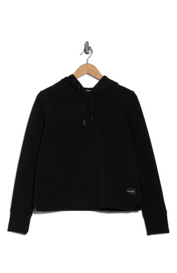 Calvin Klein Performance Tech Waffle Pullover Hoodie In Black