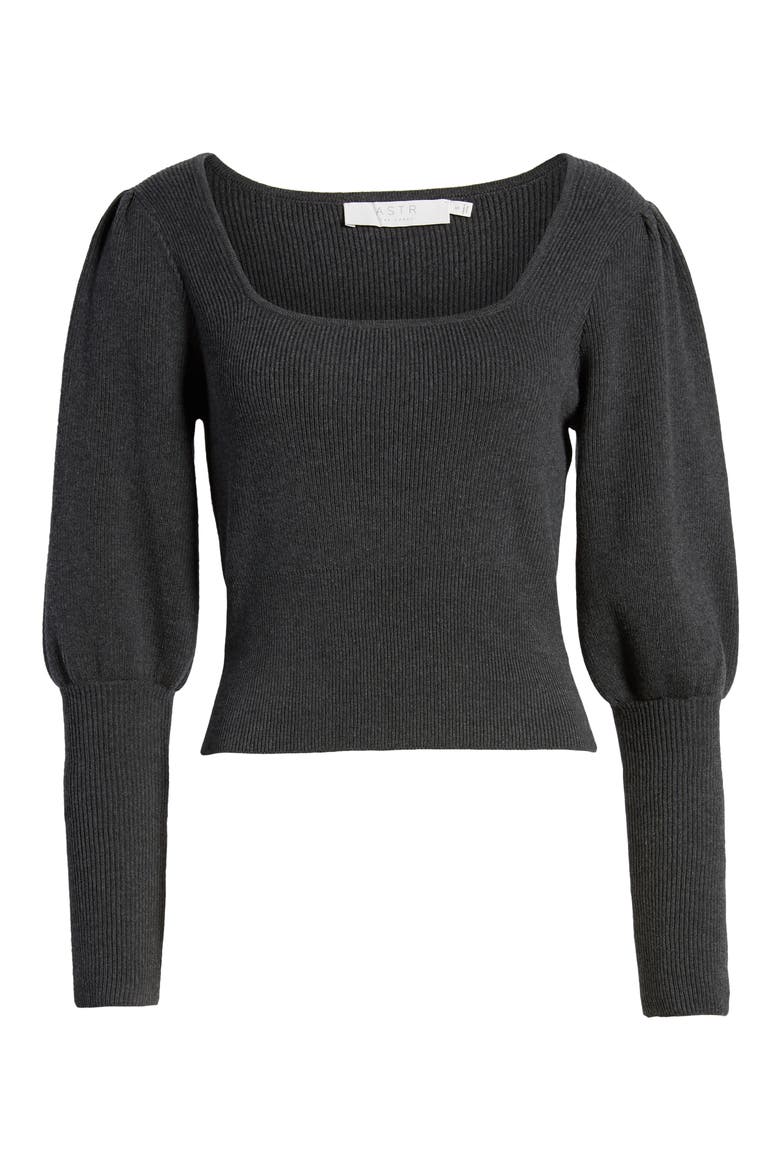 Long Sleeve Square Neck Sweater, Alternate, color, CHARCOAL