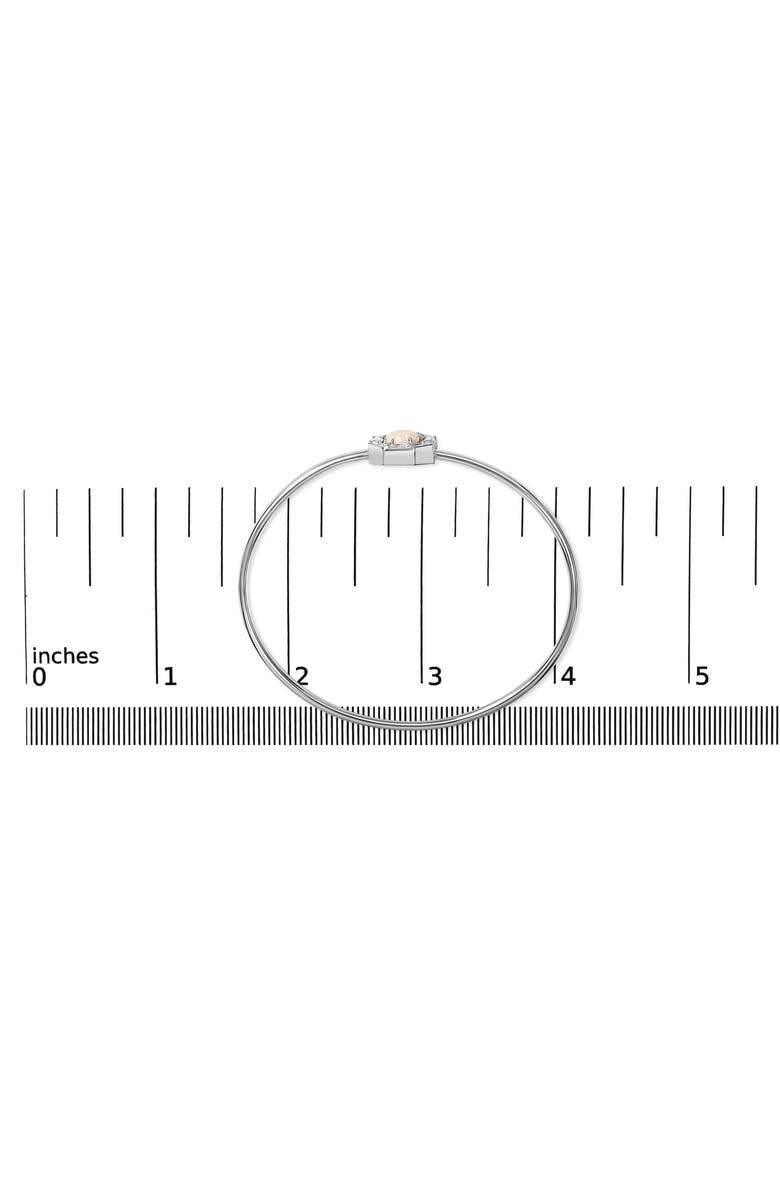 Haus of Brilliance Silver 7X7MM Created Opal and White Sapphire Halo Bangle Bracelet, Alternate, color, White