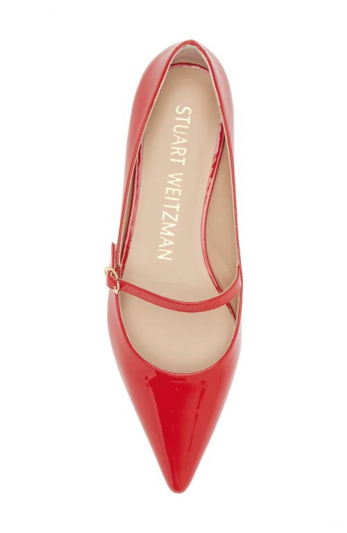 Stuart Weitzman Emilia Mary Jane Flat In Cherry Patent