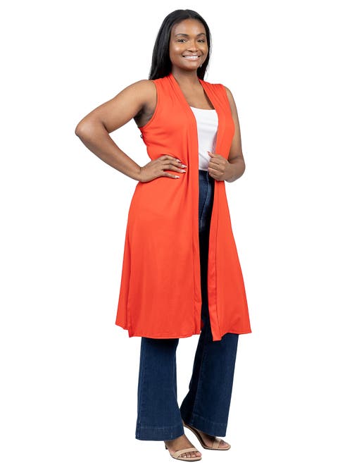 24seven Comfort Apparel Long Sleeveless Cardigan Vest In Multi