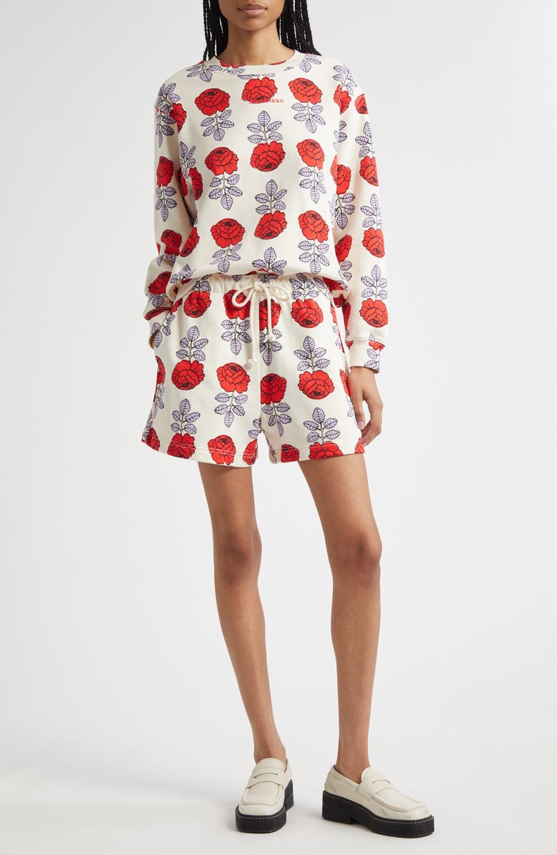 Marimekko Floral Print Sweatshirt, Alternate, color, Off White Red Lilac