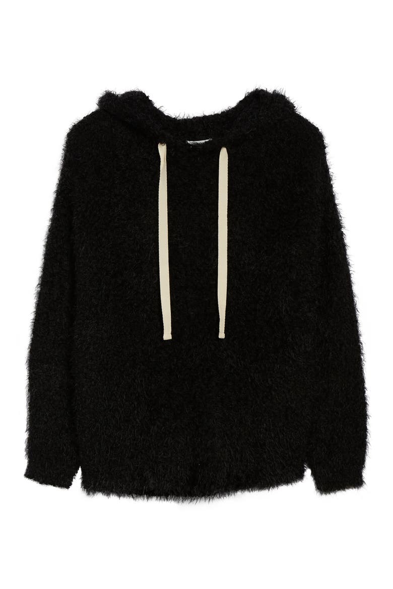 Eyelash Knit Hoodie, Alternate, color, BLACK
