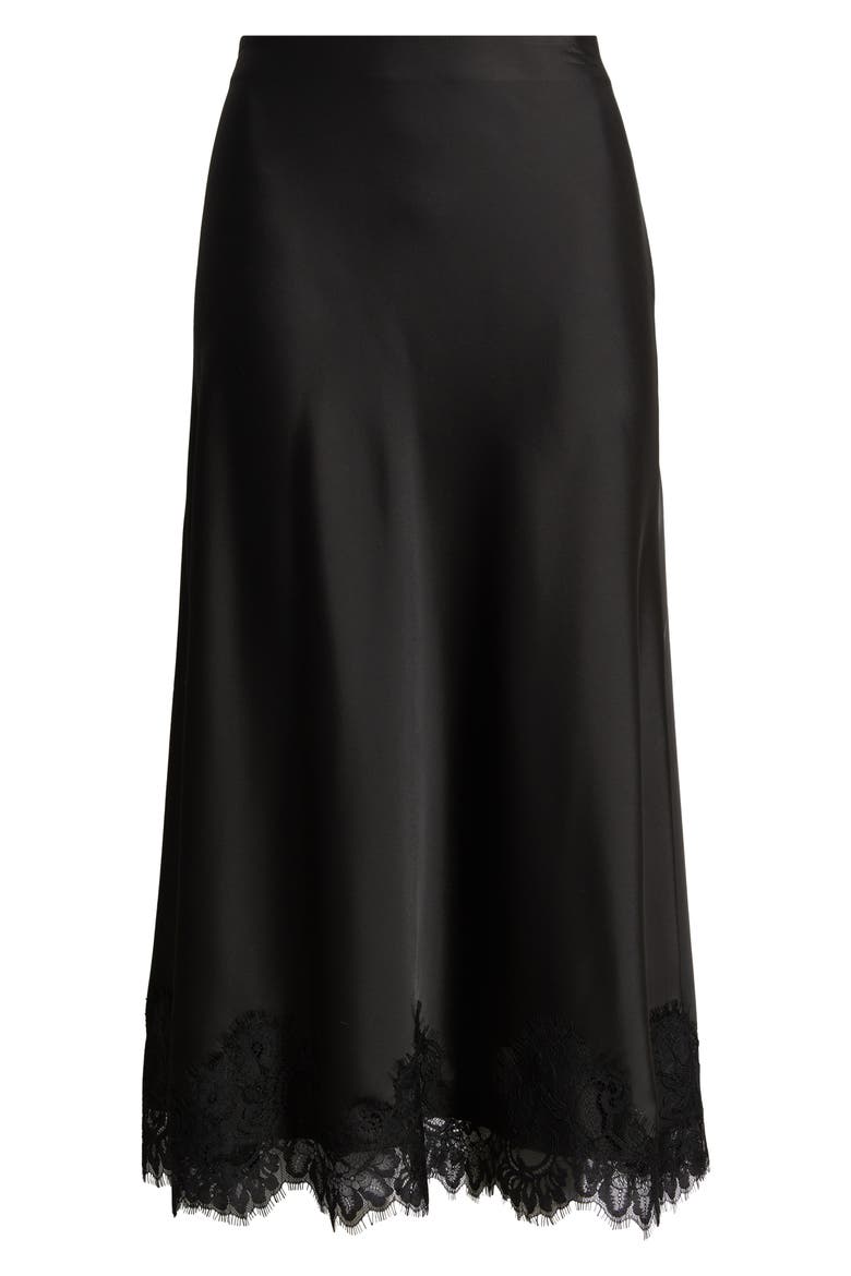 Lace Trim Midi Skirt, Alternate, color, ANNE BLACK