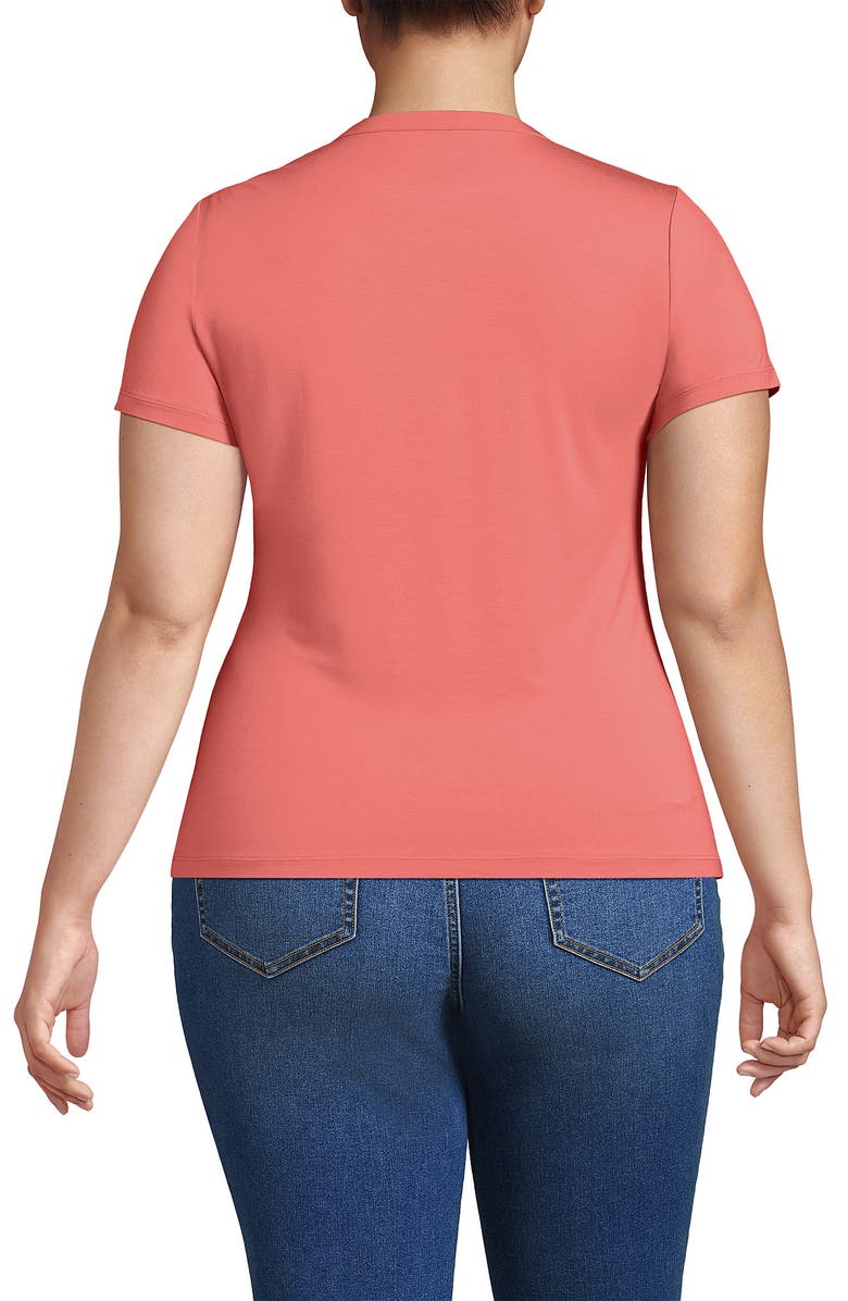 Lands' End Petite Short Sleeve Cooling Crew Neck T-Shirt, Alternate, color, Coral Clay