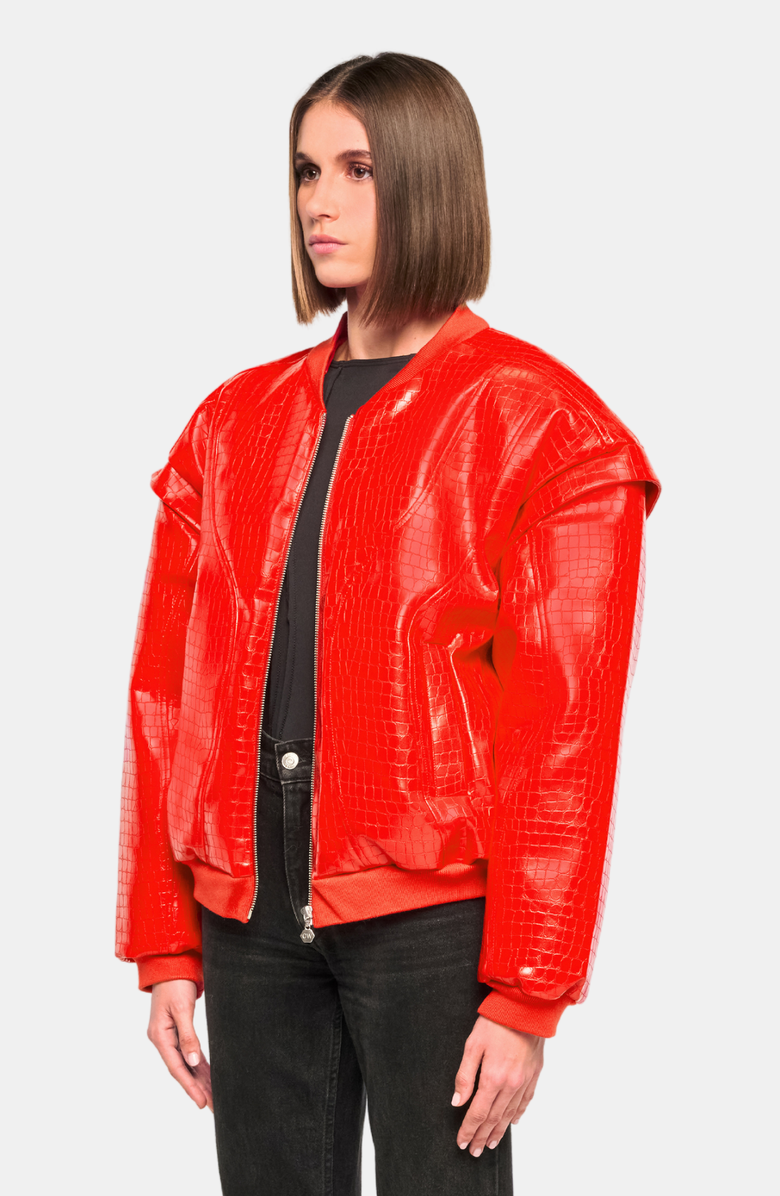 OW Collection VALENCIA Croc Bomber Jacket, Alternate, color,