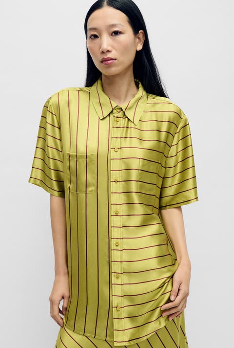 SHORT SLEEVE BOYFRIEND SHIRT 2.0 CACTUS STRIPE