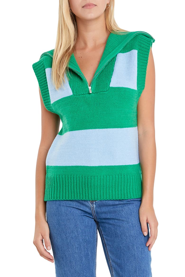 Stripe Sweater Vest, Main, color, BLUE/ GREEN