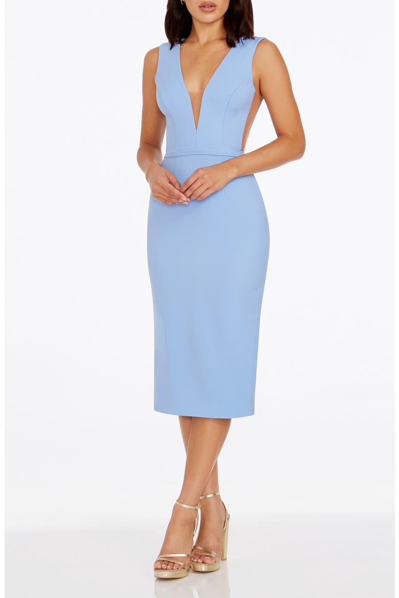 Ivana Illusion Neck Sheath Cocktail Dress, Main, color, SKY