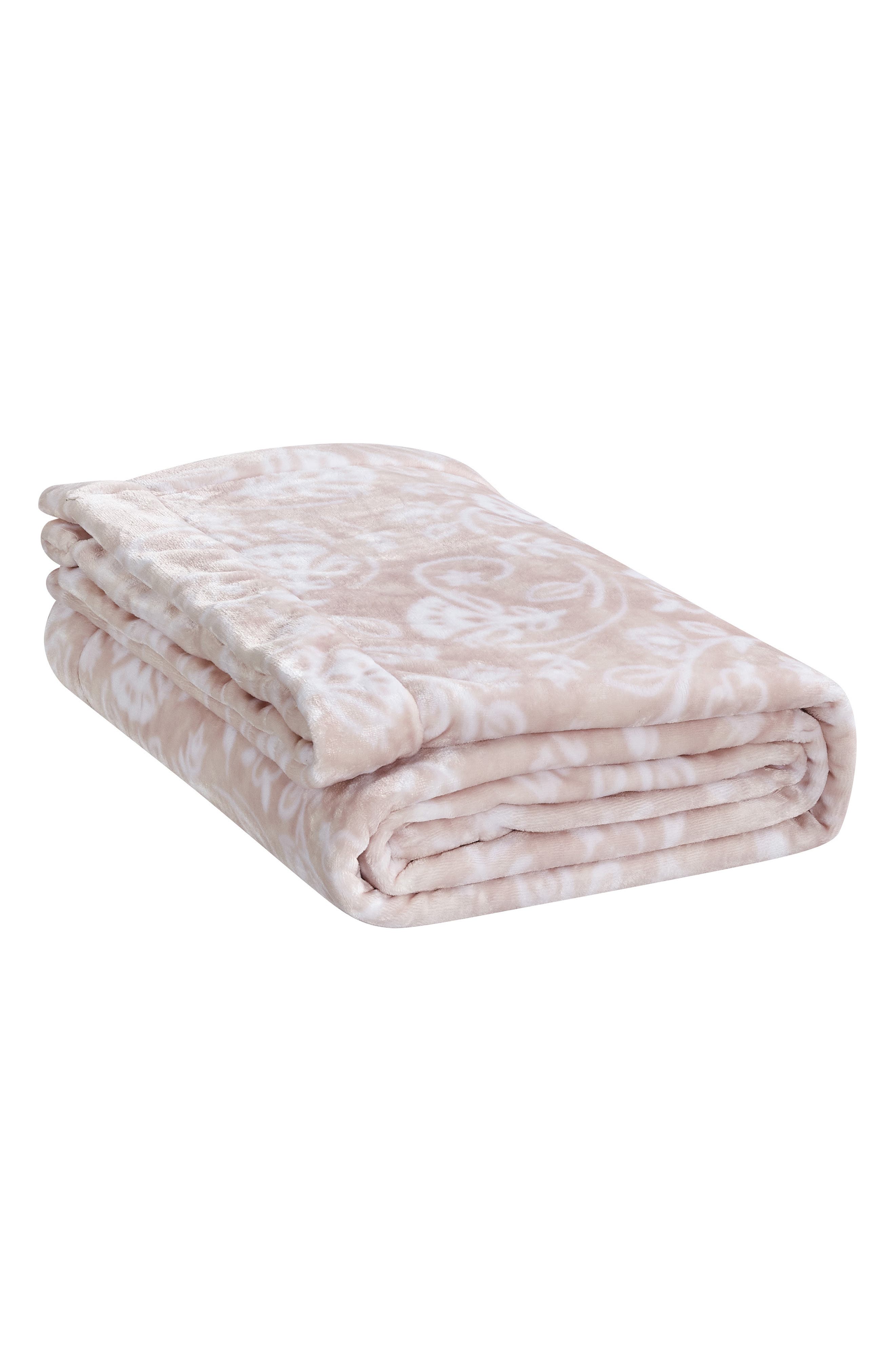 Luxury Home Floral Fleece Blanket 3-Piece Set