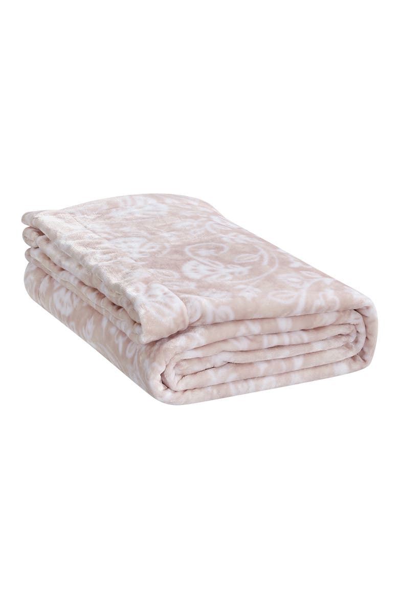 Floral Fleece Blanket 3-Piece Set, Main, color, BLUSH PINK