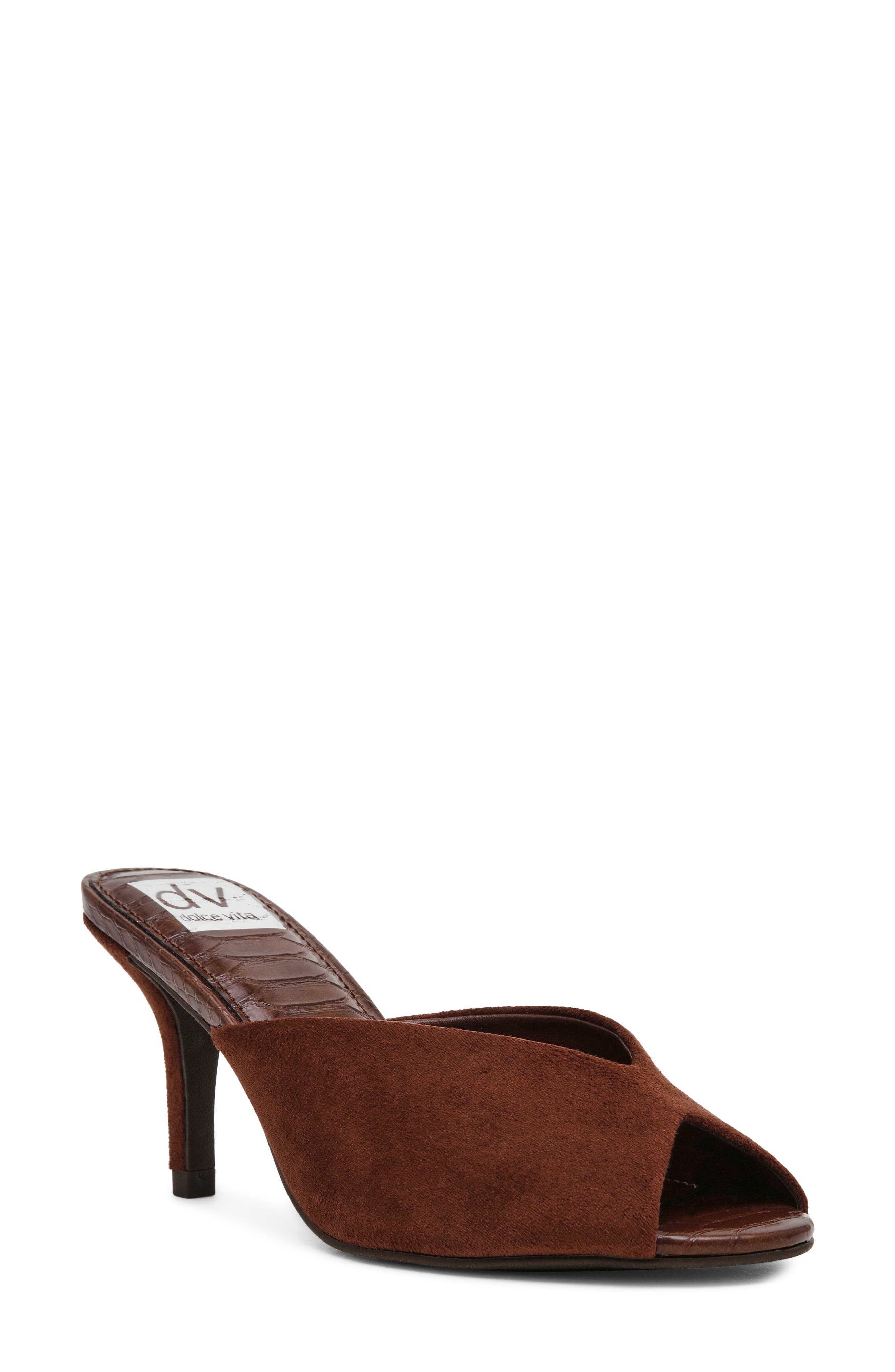 Curtsi Peep Toe Slide Sandal, Main, color, WHISKEY