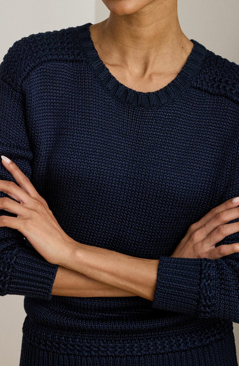 Lauren Ralph Lauren Fashmette Cotton Blend Sweater, Alternate, color, Lauren Navy Blue