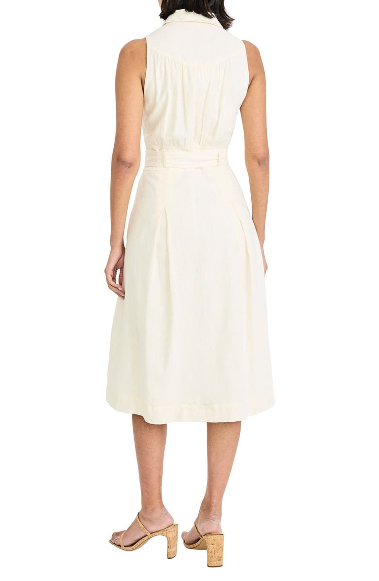 Maggy London Sleeveless Linen Blend Midi Shirtdress, Alternate, color, Winter White