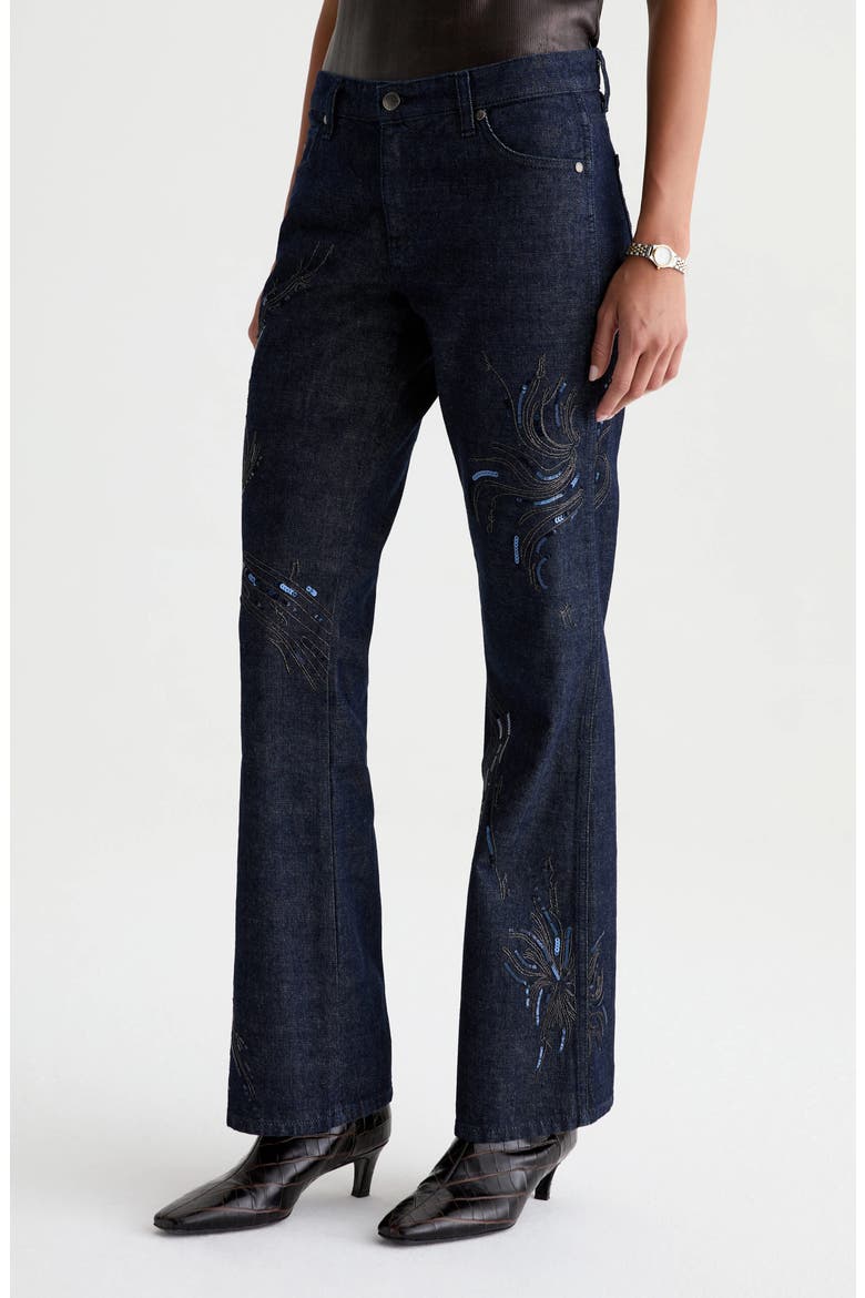 Angel Embroidered Low Rise Bootcut Jeans, Alternate, color, FLOW