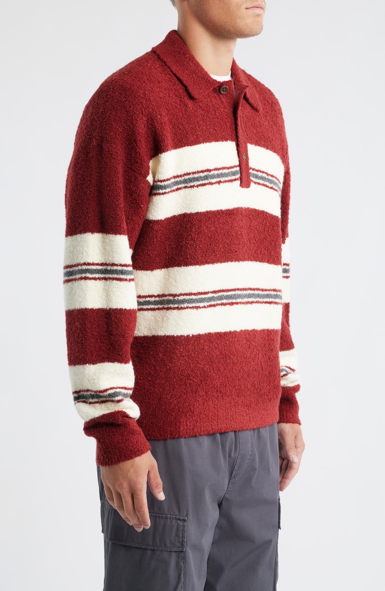 BP. Stripe Oversize Polo Sweater, Alternate, color, Burgundy Chad Stripe