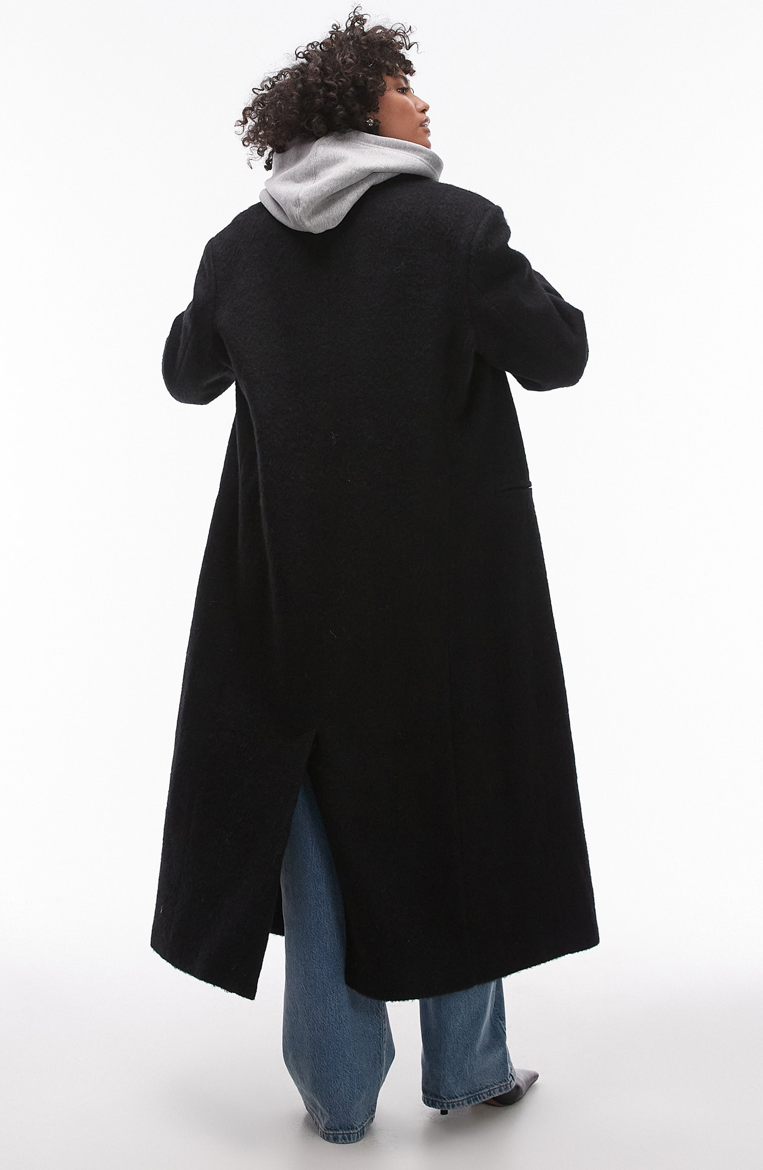 Topshop Brushed Longline Popper Jacket (Women) | Nordstromrack