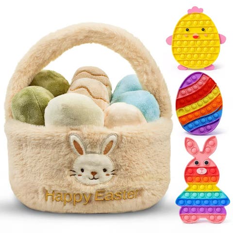 Easter Pop It Plush Basket Fidget Toy Set