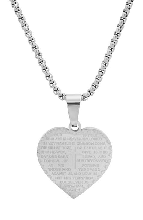 Stainless Steel Prayer Pendant Necklace