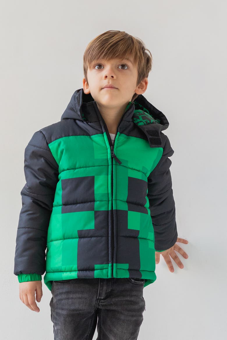 Zip-up Hooded Puffer Coat (toddler, Little Kid & Big Kid), Alternate, color, Creeper Green
