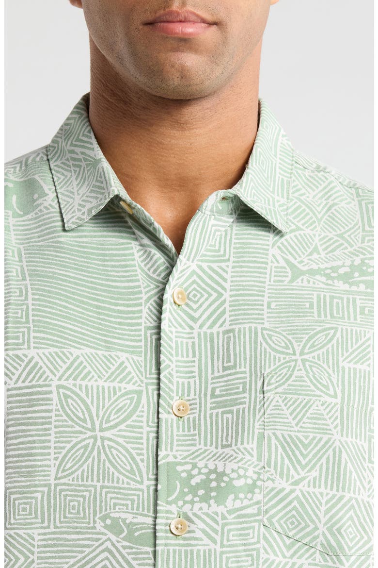 Kapakahi Jacquard Short Sleeve Button-Up Shirt, Alternate, color, WASABI