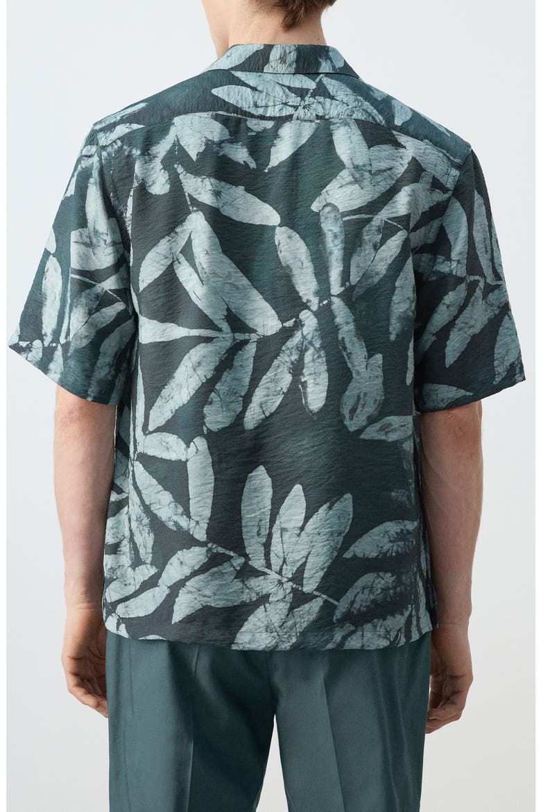Tropical Print Camp Shirt, Alternate, color, EMERALD GREEN