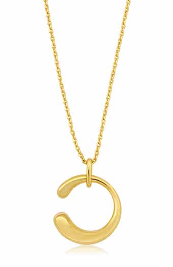 Puffed C Pendant Necklace