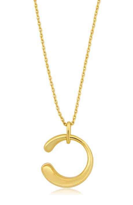 Puffed C Pendant Necklace