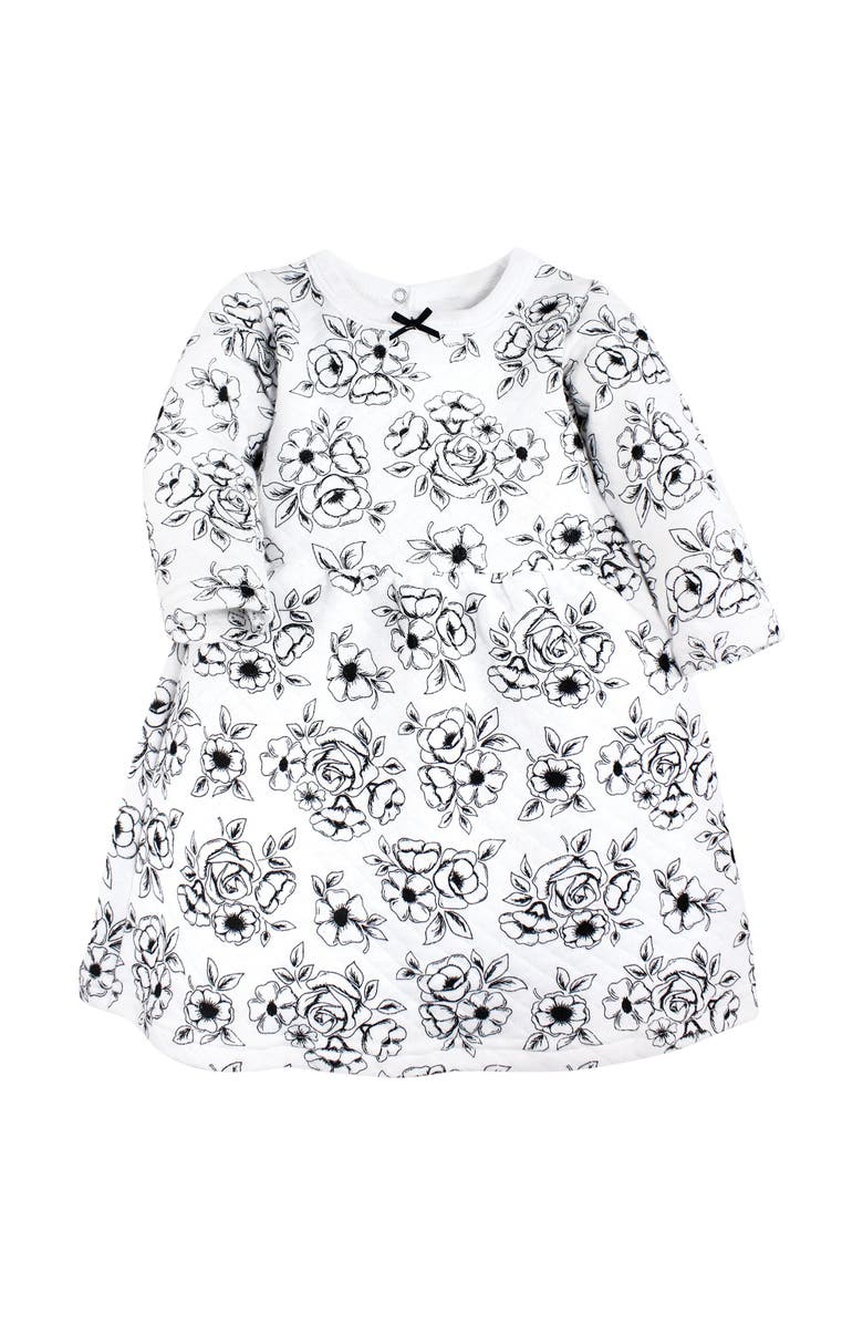 Hudson Baby Quilted Cotton Dress and Leggings, Alternate, color, Black Toile