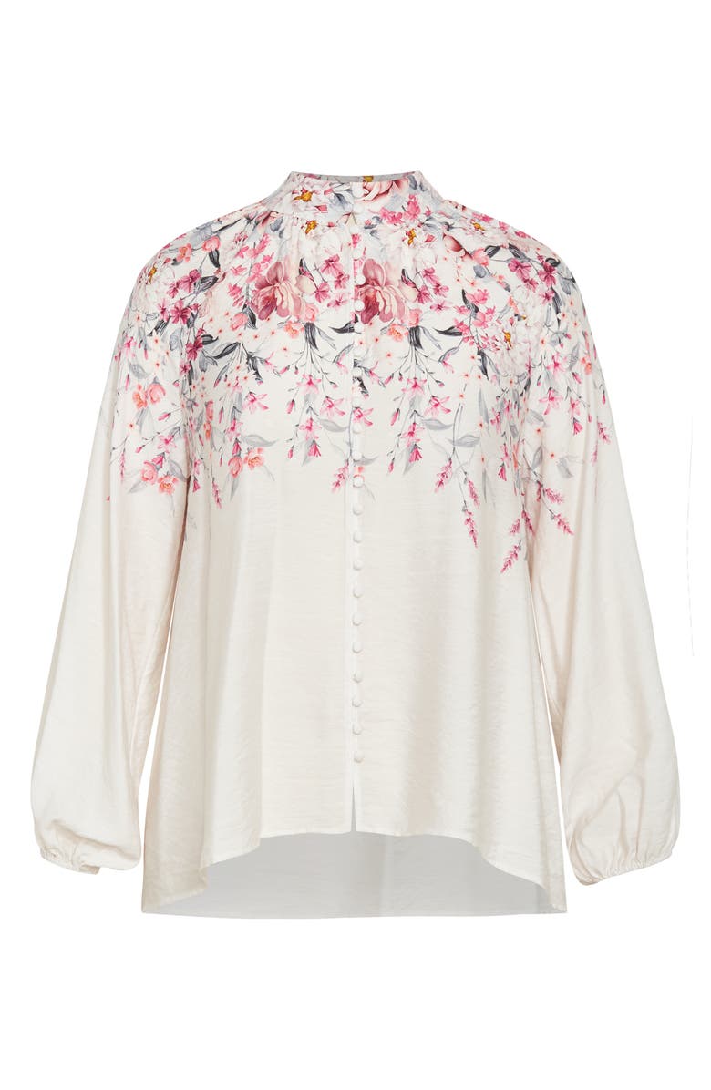 City Chic Keyla Floral Long Sleeve Satin Top, Alternate, color, 