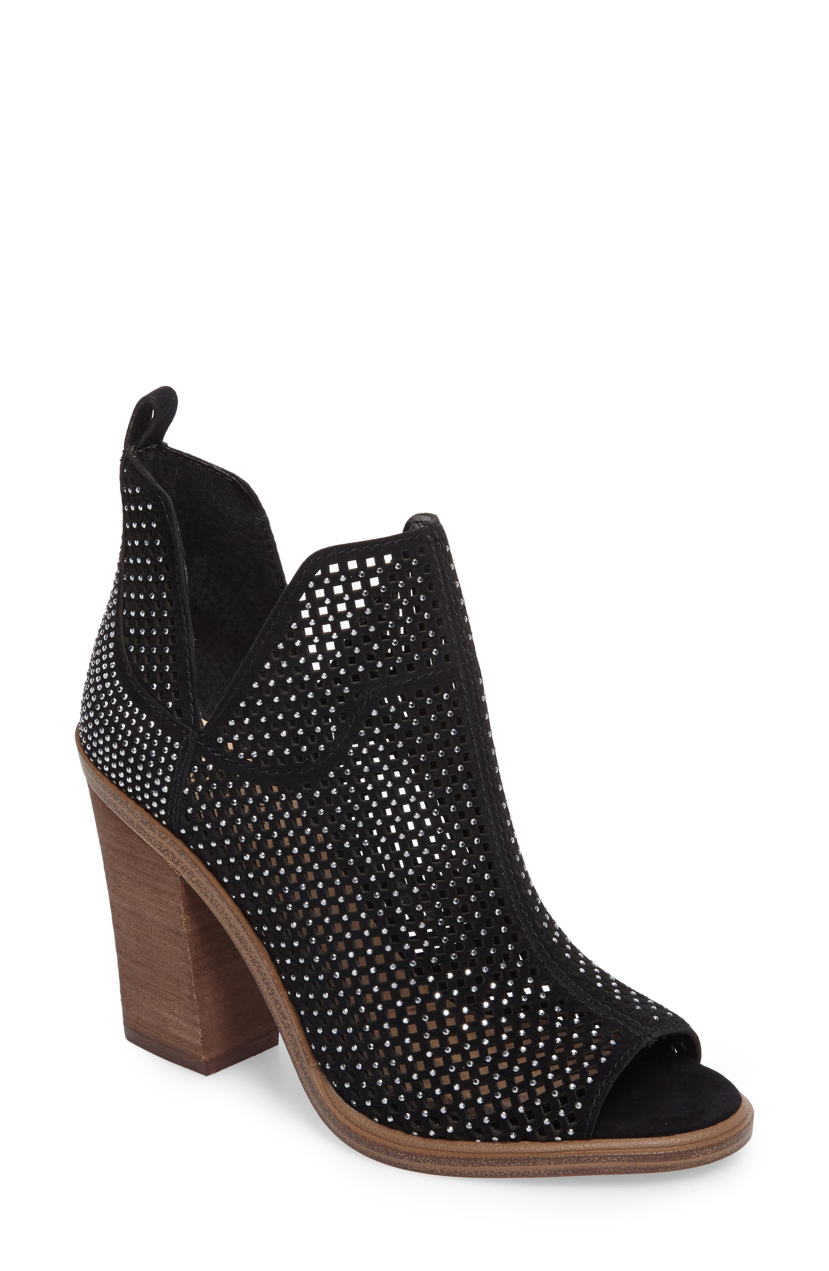 Kiminni Open Toe Bootie, Main, color, BLACK SUEDE