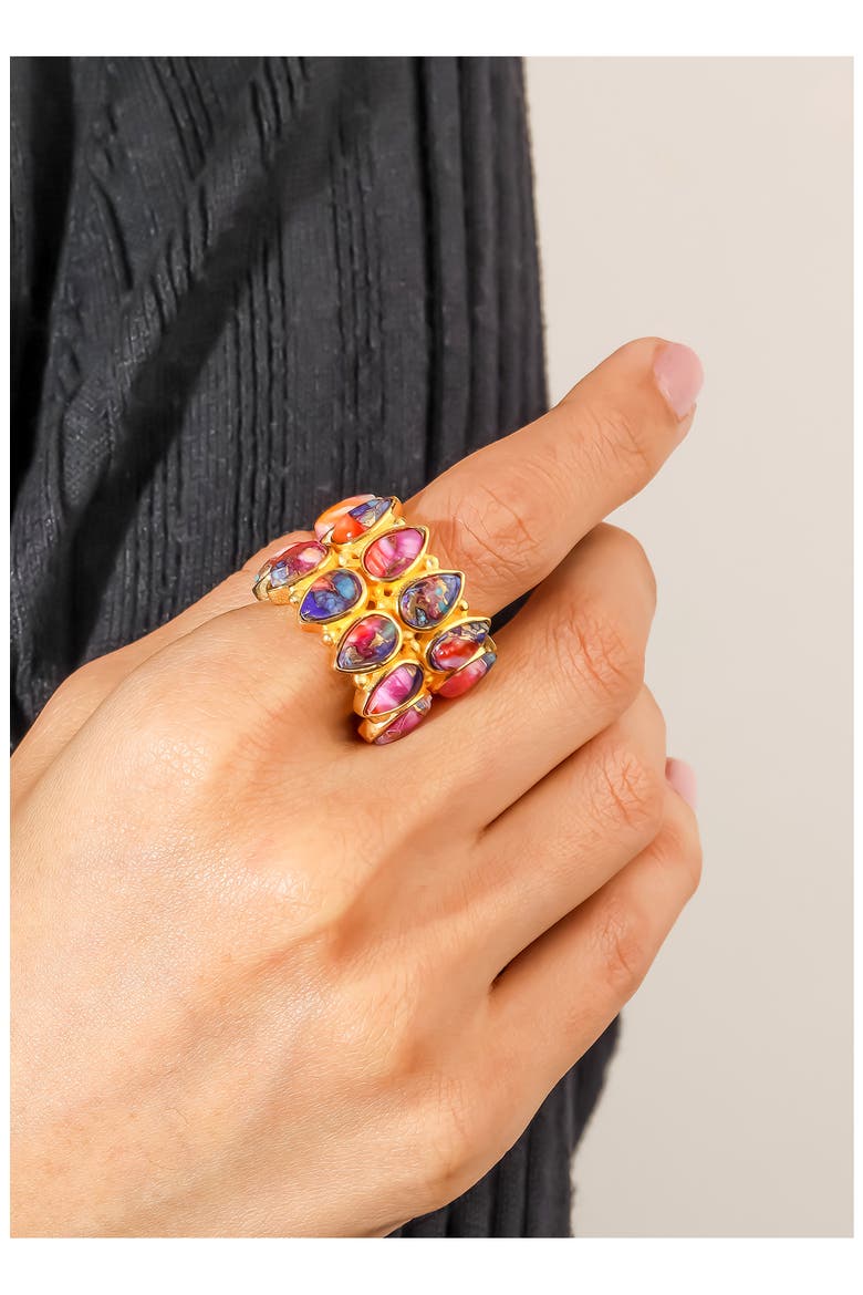 Layered Turquoise Ring, Alternate, color, PINK