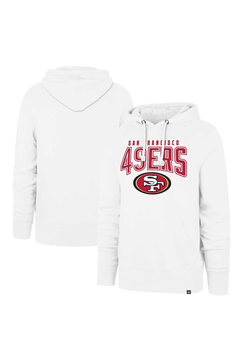 Men's '47 White San Francisco 49ers Elements Arch Headline Pullover Hoodie, Alternate, color, White