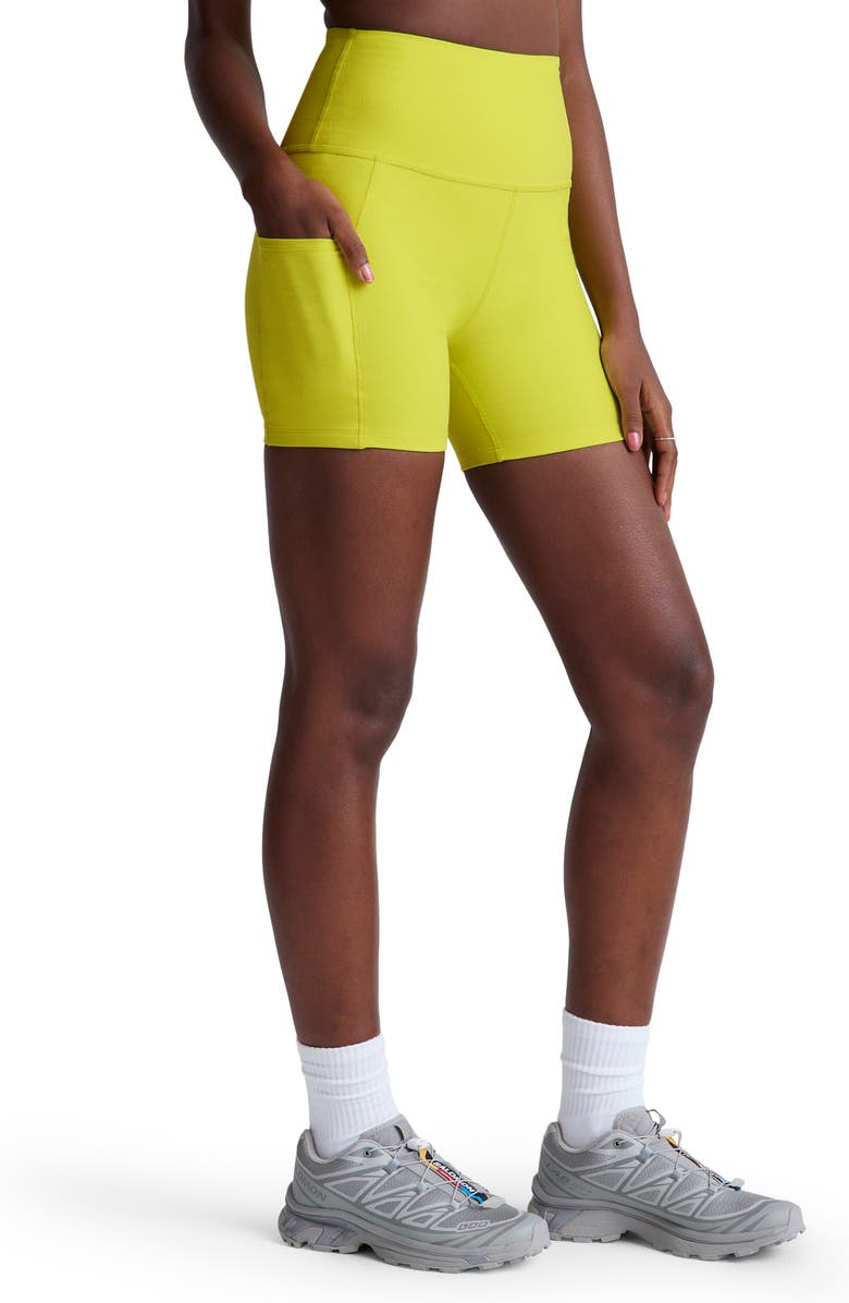 Beyond Yoga Space Dye Keep Pace Bike Shorts, Alternate, color, Citrus Pop Heather