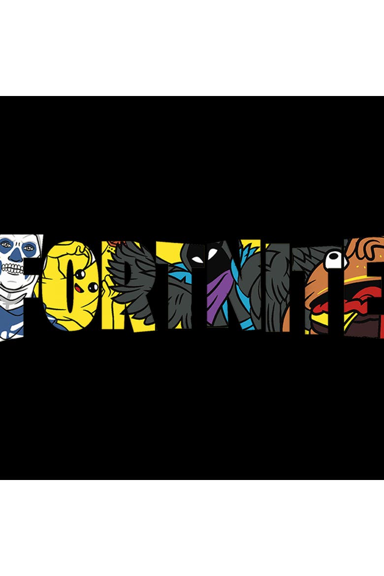 Boy's Fortnite Logo Character Fill  Graphic T-Shirt, Alternate, color, Black