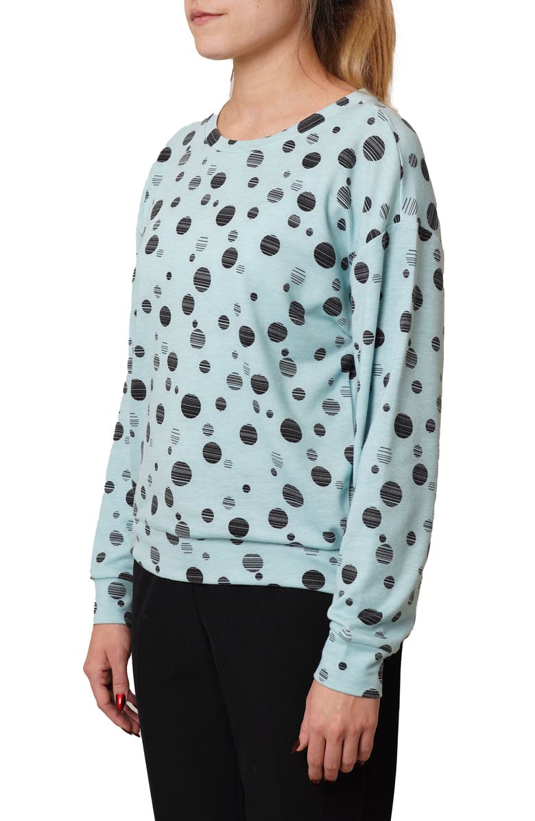 CYRUS Drop Shoulder Dot French Terry Sweater, Alternate, color, Pastel Blue/ Black