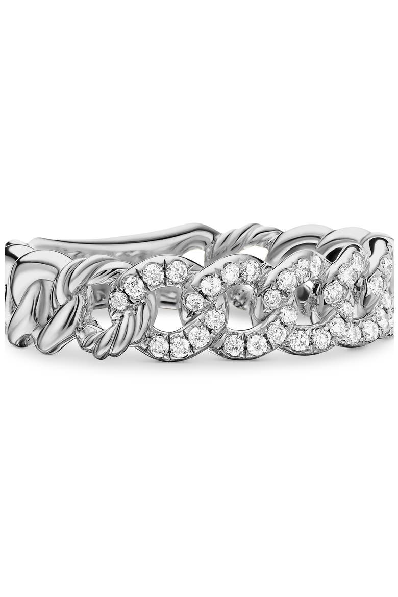 Belmont Curb Link Narrow Ring with Pavé Diamonds, Alternate, color, DIAMOND