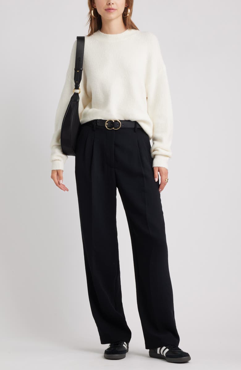 Open Edit Cozy Crewneck Sweater, Alternate, color, White Whisper