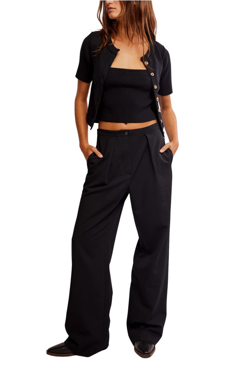 Twosie Cotton Blend Rib Cardigan & Tank Set, Alternate, color, BLACK
