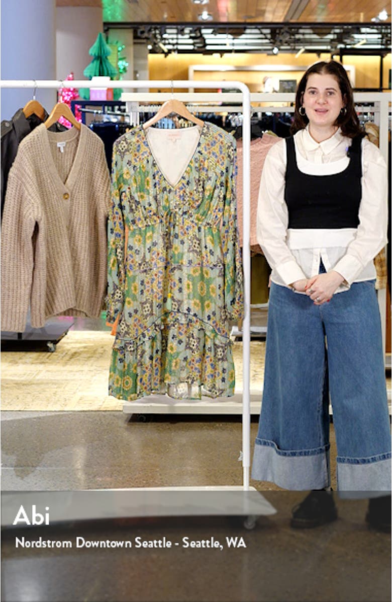 Crissta Metallic Floral Long Sleeve Dress, sales video thumbnail