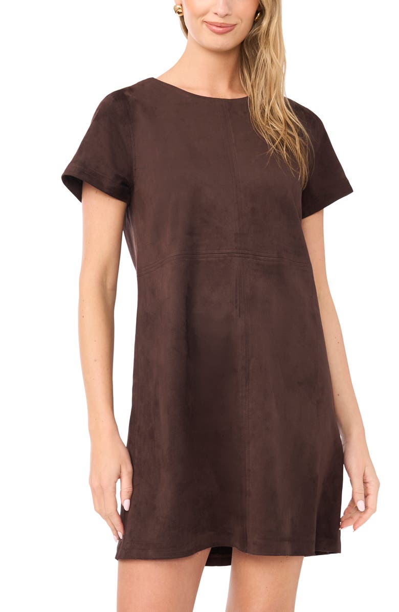 Vince Camuto Faux Suede Paneled Shift Dress, Alternate, color,