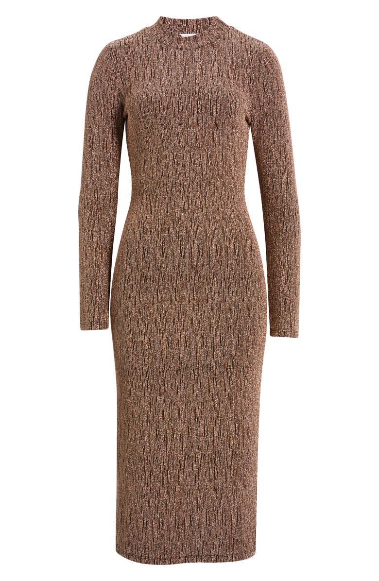 All in Favor Metallic Long Sleeve Body-Con Midi Dress, Alternate, color,
