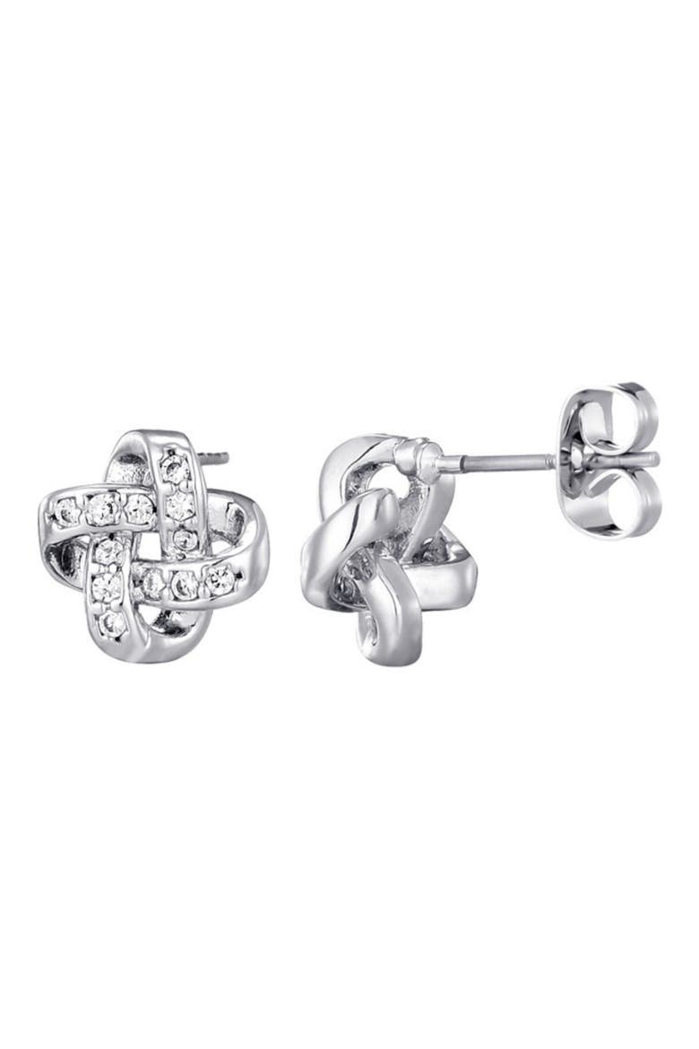 Pavé CZ Knot Stud Earrings, Main, color, SILVER